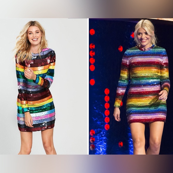 BNWT Very J Rainbow Sequin mini dress. Size 8 - Picture 6 of 8